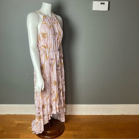 Ted Baker maxi dress size 8 Harpah Floral NWT pastel pleated gold chain straps - Picture 5 of 14